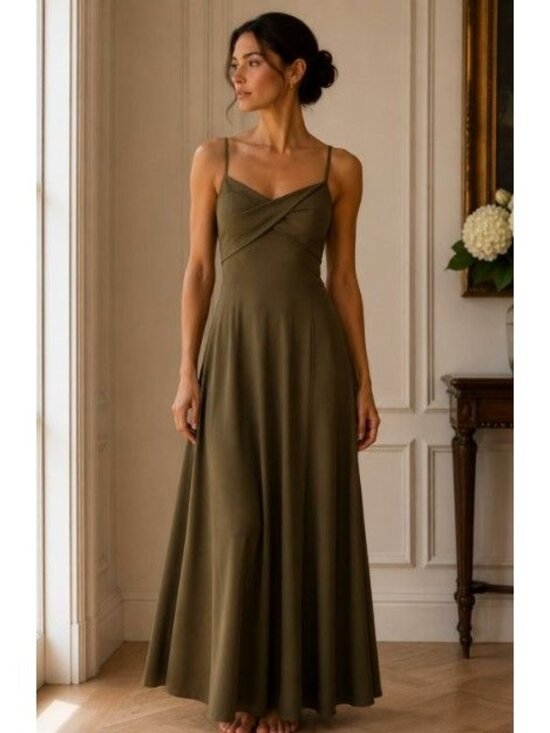 HALARA Dresses & Skirts - Halara Olive Twist Front Maxi Dress Travel Sleeveless Soft Stretch Minimalist Sh